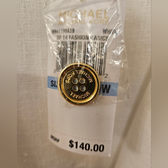 NWT - Linen Michael Kors White Blazer w Shirred Sleeves - Size 20W - Picture 4 of 12